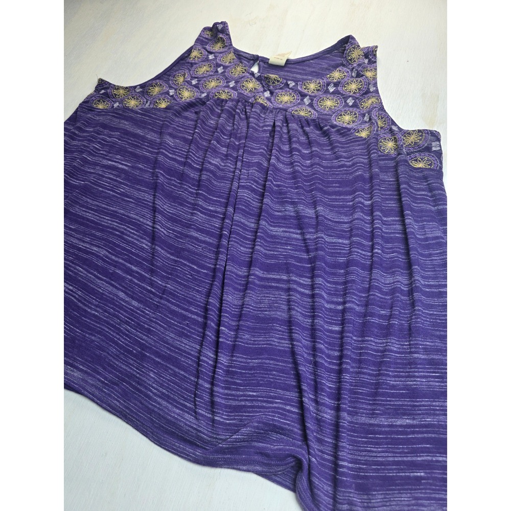 Faded Glory Purple Space Dye Embroidered Boho Tank Top Plus Size 4X 26W-28W